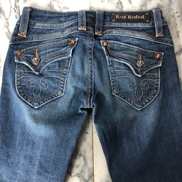 ROCK REVIVAL, Jeans, Gwen, 29, Blue Jeans, Boot Cut, Embellished Back Pockets - Picture 3 of 16